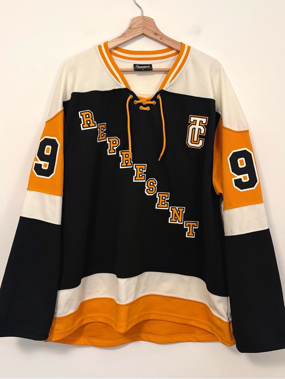 Represent “Homecoming” #99 Colorblock Stripe Hockey Jersey